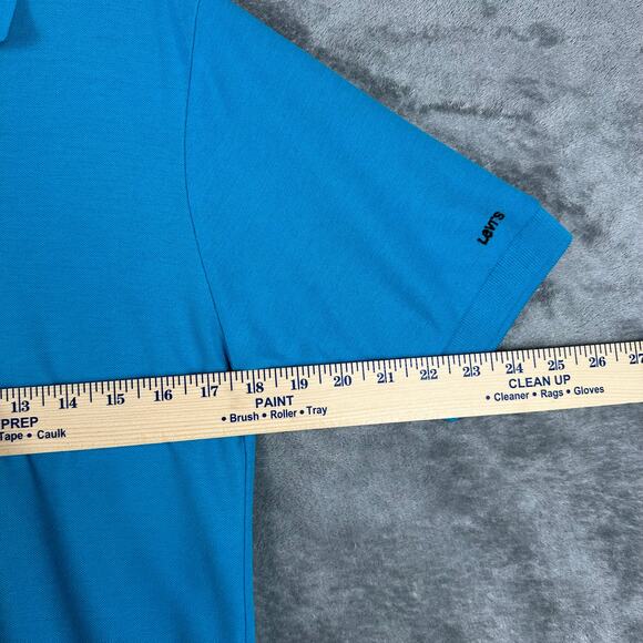 VINTAGE 80s Levi's Polo Shirt Men's M Blue Collared Golf Casual Preppy - Picture 3 of 7
